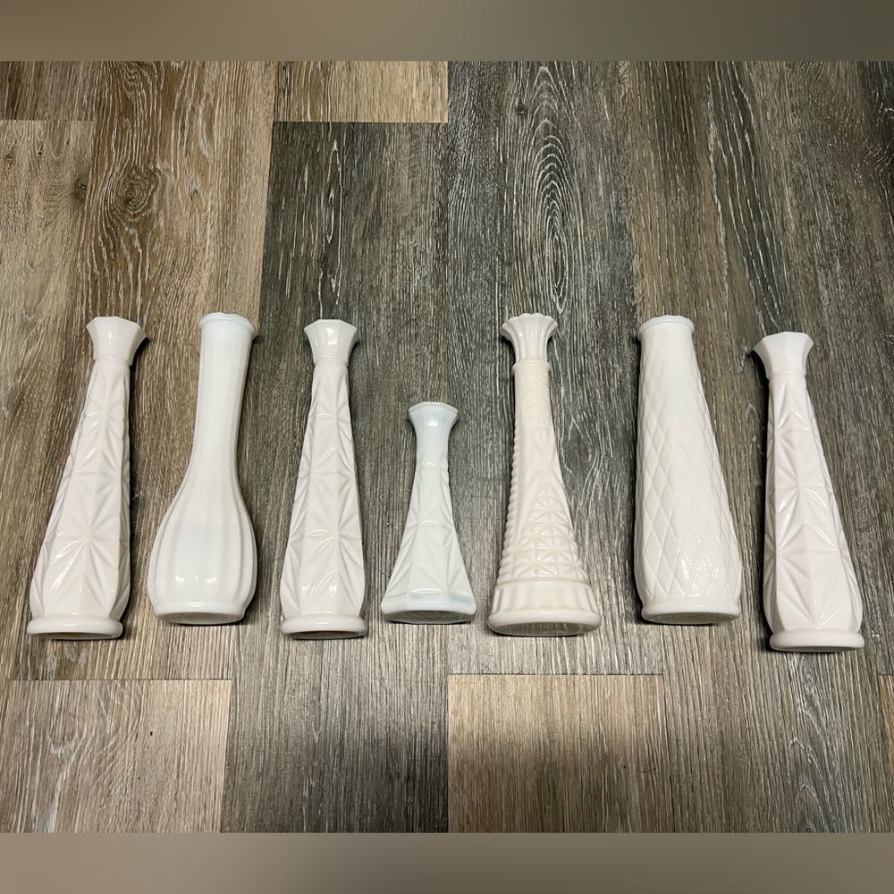 Vintage White Milk Glass Vases